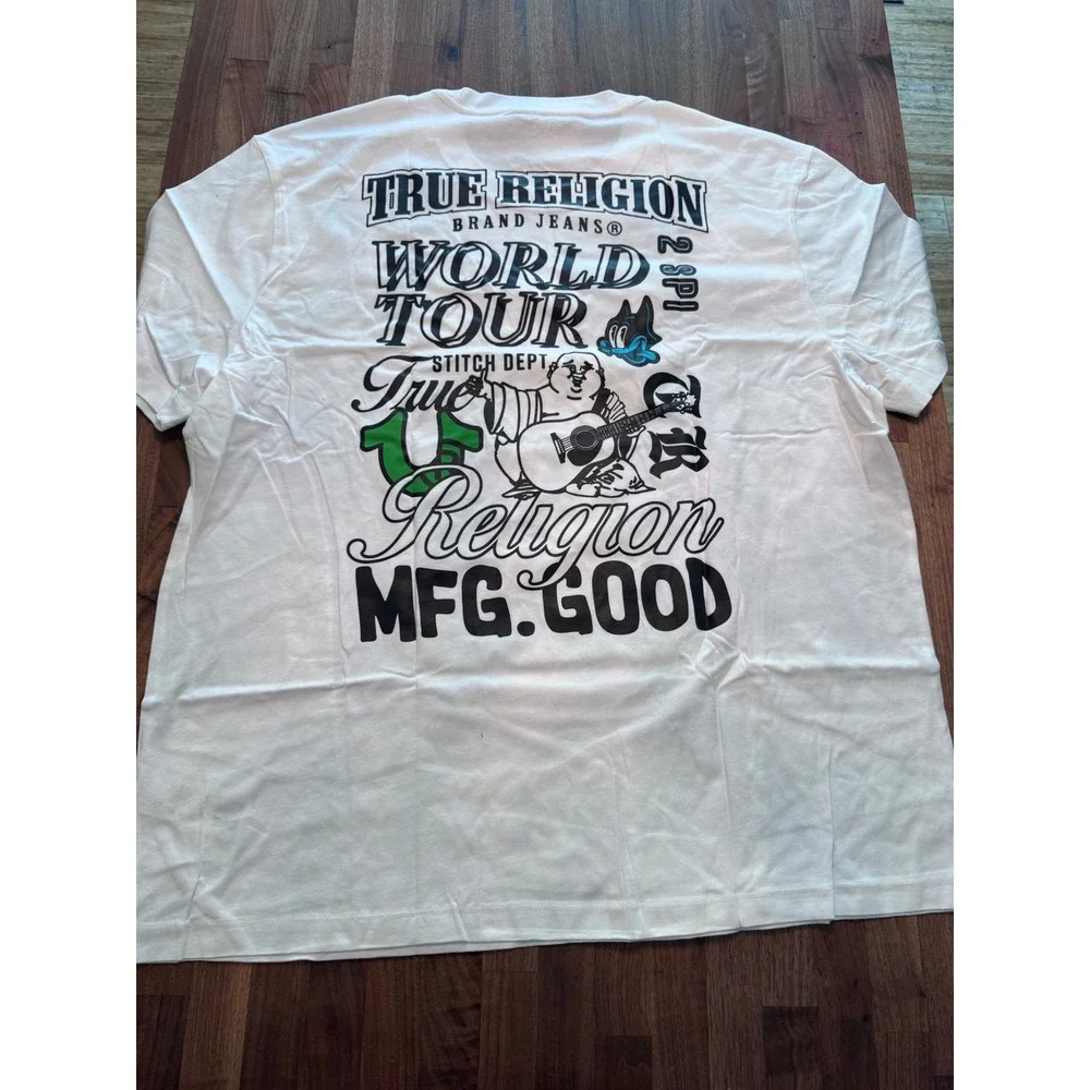 True Religion Mens SS World Tour Tee Optic White 109795 XXXL NWT